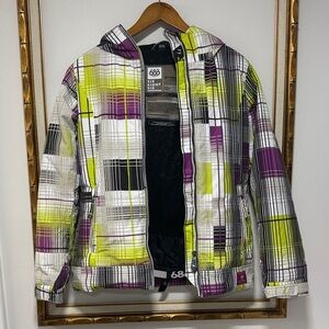 686 Colorful Plaid Hooded Ski Jacket size XS